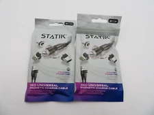 2x Statik 360 Magnetic Charging Cable 3FT/.9M - 3 in 1 Smart Rotating Charger 
