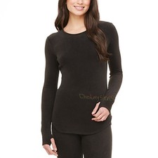 NWT Cuddl Duds Women's Warm Layer Fleece Long Sleeve Crew w/Thumbholes CHOSE CLR