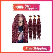 Burgundy Human Braiding Hair 34 34 34 inch 150g 99J Deep Wave Bulk Human Hair fo