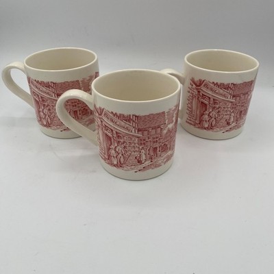 Lot of 3 Coaching Taverns Pink by ROYAL TUDOR Made in England Mug Cup