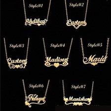 Personalized 18K Gold Plated Any Name Plate Script Chain Necklace 7 Styles NEW