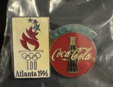 1996 Atlanta Olympics Coca Cola 100 Gold Tone Enamel Collectible Lapel Pin