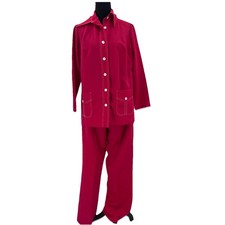 Vintage Retro Mod NPC pantsuit Set Button Down Pockets Red disco 70's