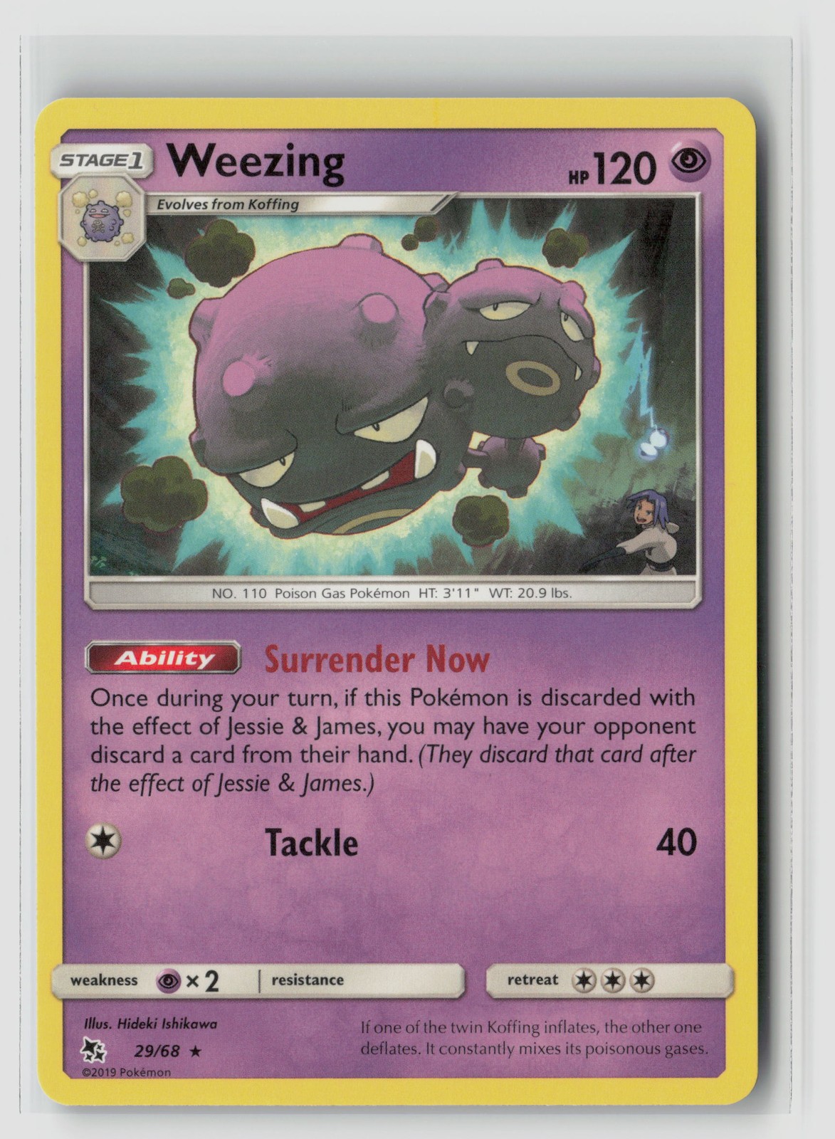 Weezing #29/68 Hidden Fates Rare Pokemon TCG NM