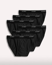 Men's Jockey 100 Cotton Elance String Bikini - 6 Pack Black Medium