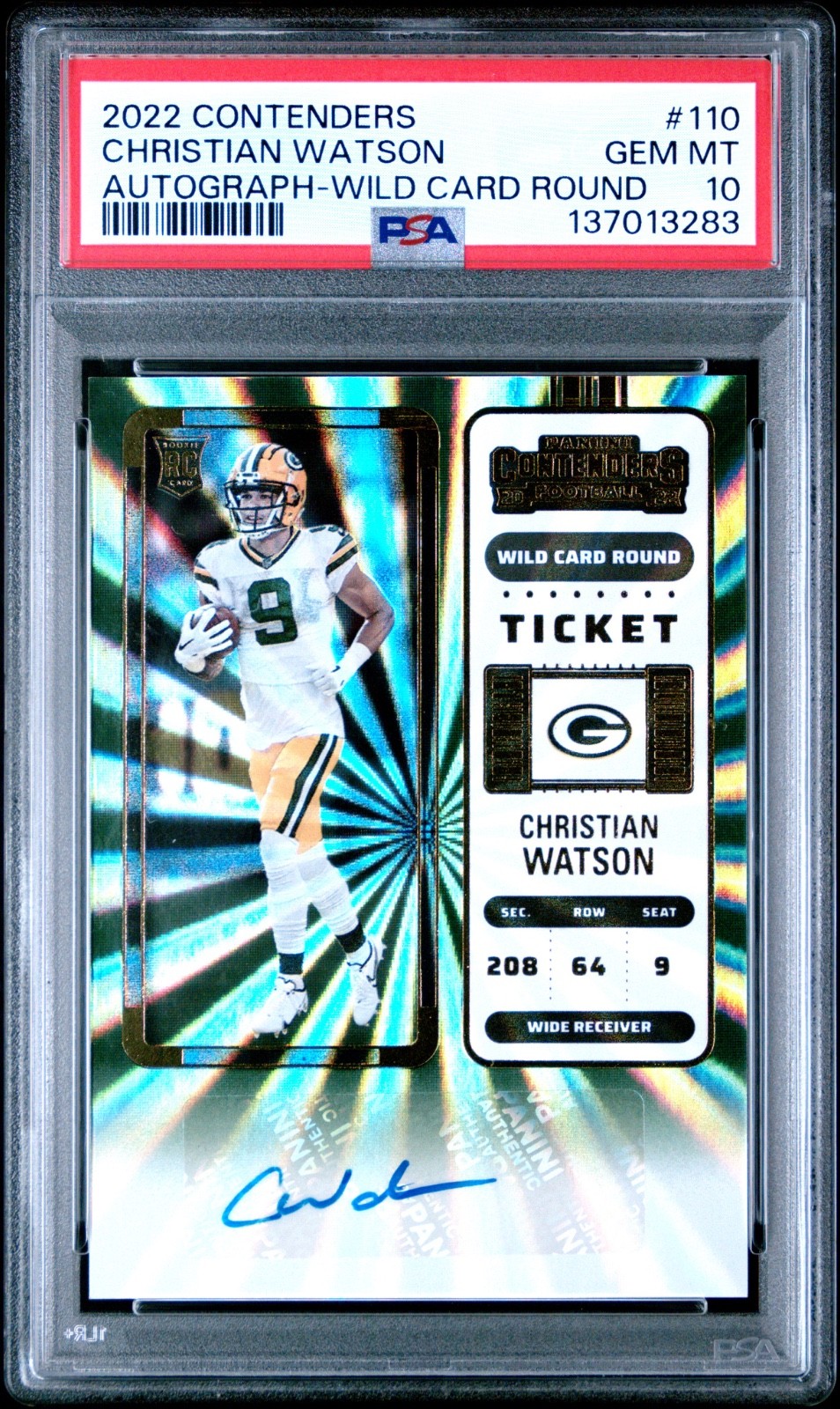 Christian Watson Panini Contenders #110 Autograph-Wild Card Round