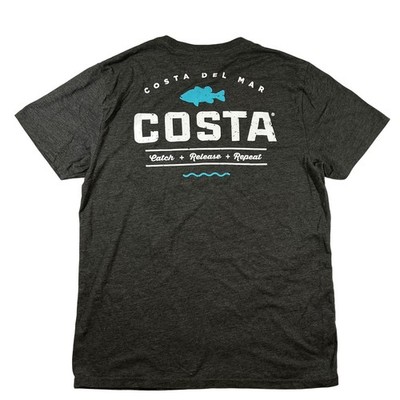 Costa Del Mar T Shirt Mens Large Grey Fishing Catch Release Repeat Graphic Tee