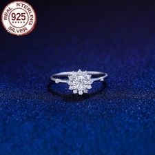 Sparkling Cubic Zirconia Sunflower Engagement Sterling Silver Ring Women Jewelry