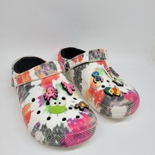 Crocs Classic Womens Lined Tie-Dyed Clogs With Charms Size US 8  Mens US 6