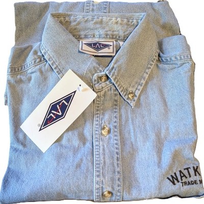 Watkins TM Light Blue Denim LARGE Long Sleeve Shirt NEW w/Tags NOS