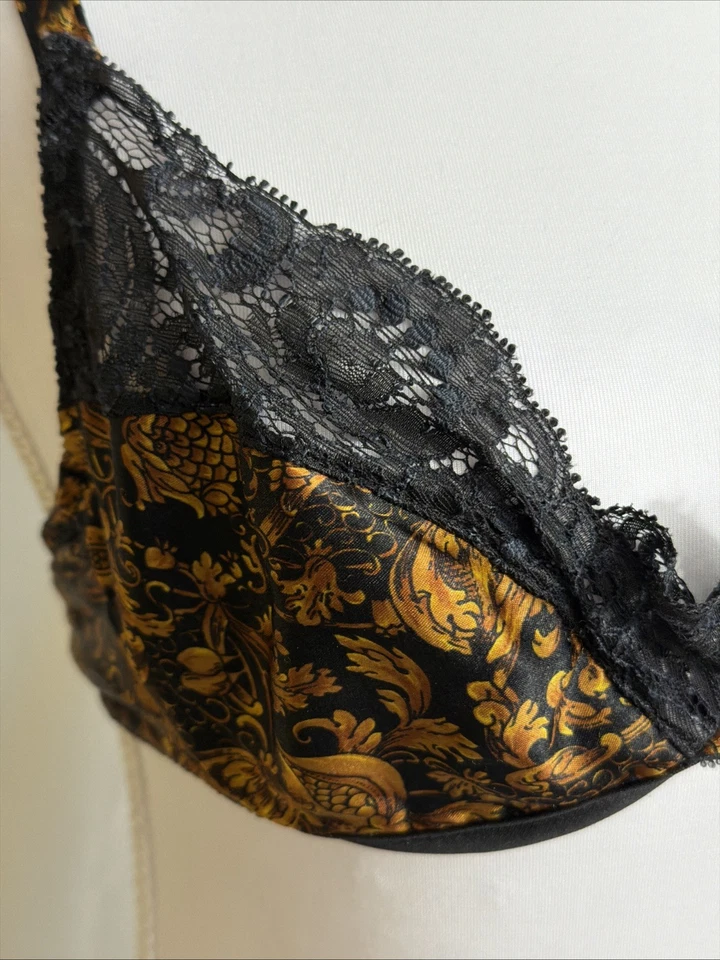 Sujetador de encaje negro y dorado Victoria’s Secret Gold Label vintage raro - años 80’s Foto 2 de 4