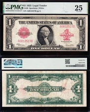 VERY NICE Bold & Crisp VF+ 1923 $1 "RED SEAL" US Legal Tender Note! PMG 25! 2527