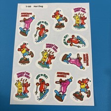 Rare Sheet Vintage VTG Trend Glossy Scratch & Sniff Stickers - Hot Dog Die-cut