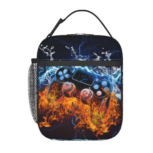 Video Game Lunch Box Fire and Water Game Lunch Bag Insulated Portable Reusabl...