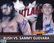 Rush & Sammy Guevara Signed 8x10 Photo BAS COA ROH CMLL Lucha Libre AAA MLW Auto