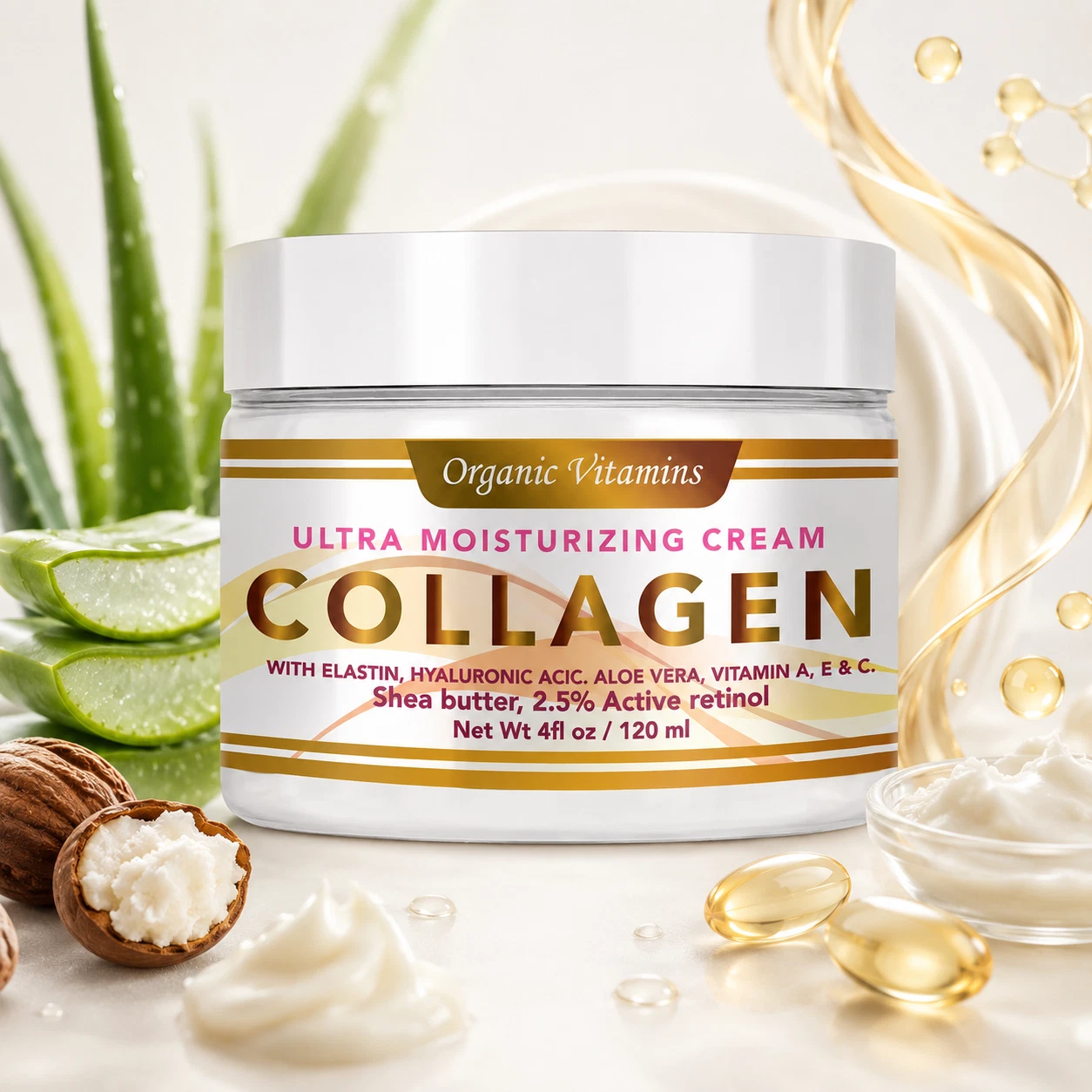Anti-Wrinkle Cream with Collagen, Hyaluronic Acid, Vitamin E - 4 oz C & A