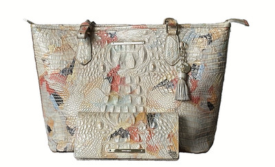 $465 BRAHMIN MEDIUM ASHER OASIS MELBOURNE HANDBAG ($315) & ADY WALLET ($150) EUC