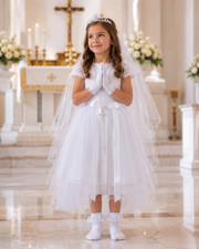 Girls First Communion Veil Tiara Gloves Socks Necklace Bracelet Outfit Set pc
