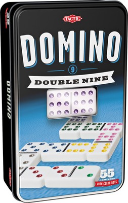 Tactic 53914 Double 9 Domino Game Dominosteine Set, Zwart