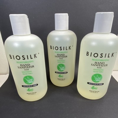  3 pack Biosilk Moisturizing Hand Sanitizer Soothing Aloe Vera 77% 