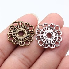 10pcs 23x23mm 2 Colors Antique Silver Color Flower Charms For DIY Jewelry Making