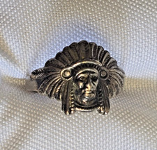Sterling Silver Ring 3.84g Fine Jewelry Size 8 Band Native American Chief
