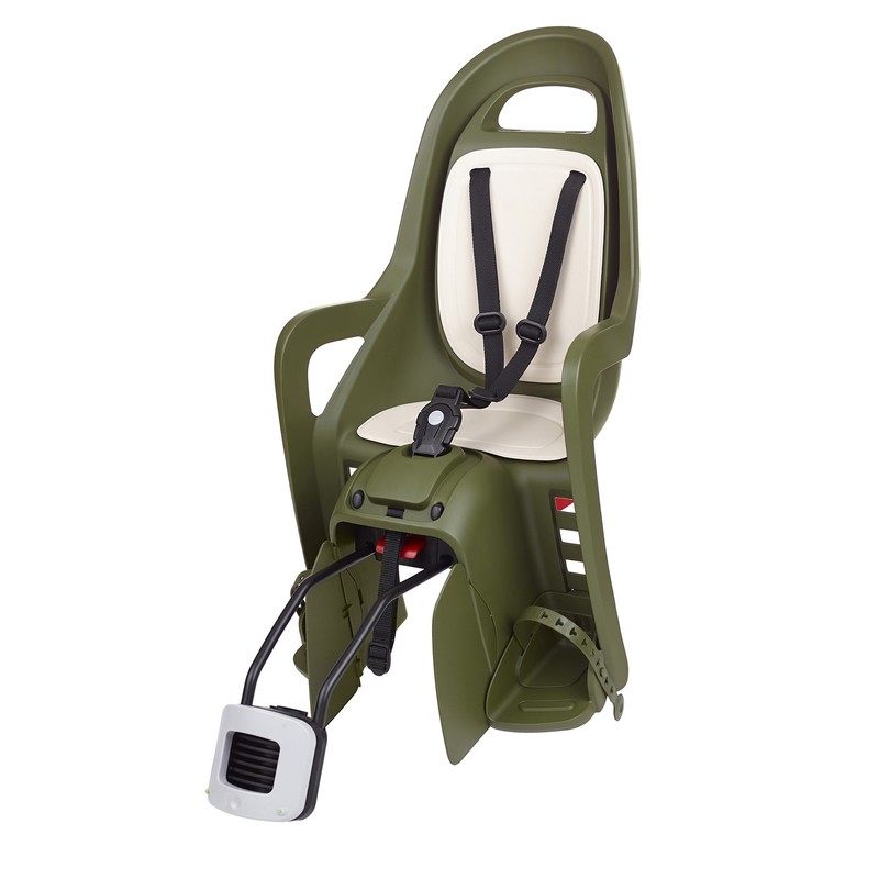 Siège vélo bébé Polisport Groovy RS+ vert foncé pour vos balades en famille et trajets d'école