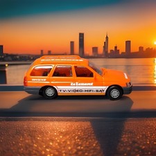 H0 1/87 Rietze Ford Escort Kombi telerent TV-Video-HIFI Werbemodell selten