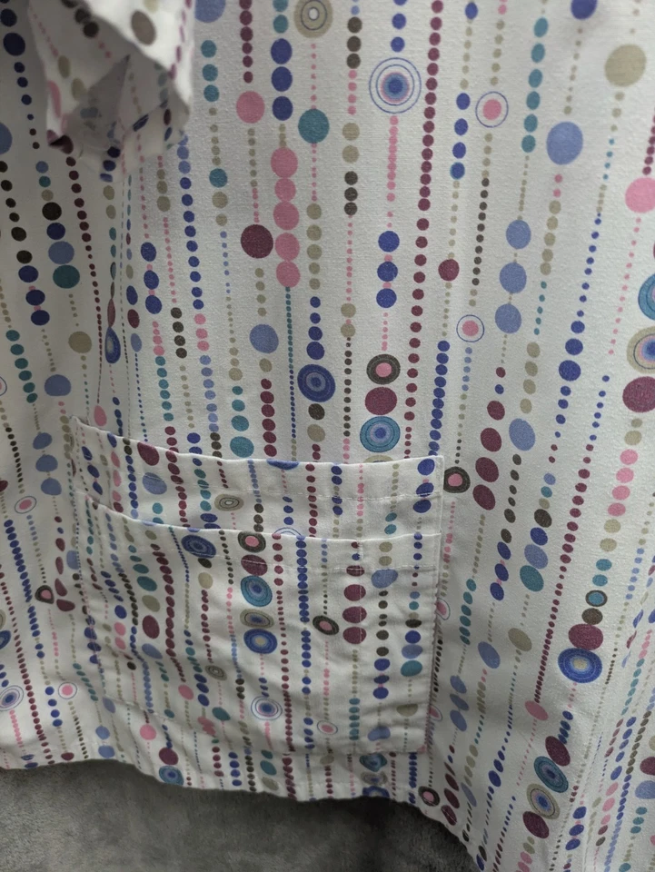 Landau Scrub Top Womens 2XL Multicolor Dotted Bubble Print Medical Pen Holders - Image 4 of 4