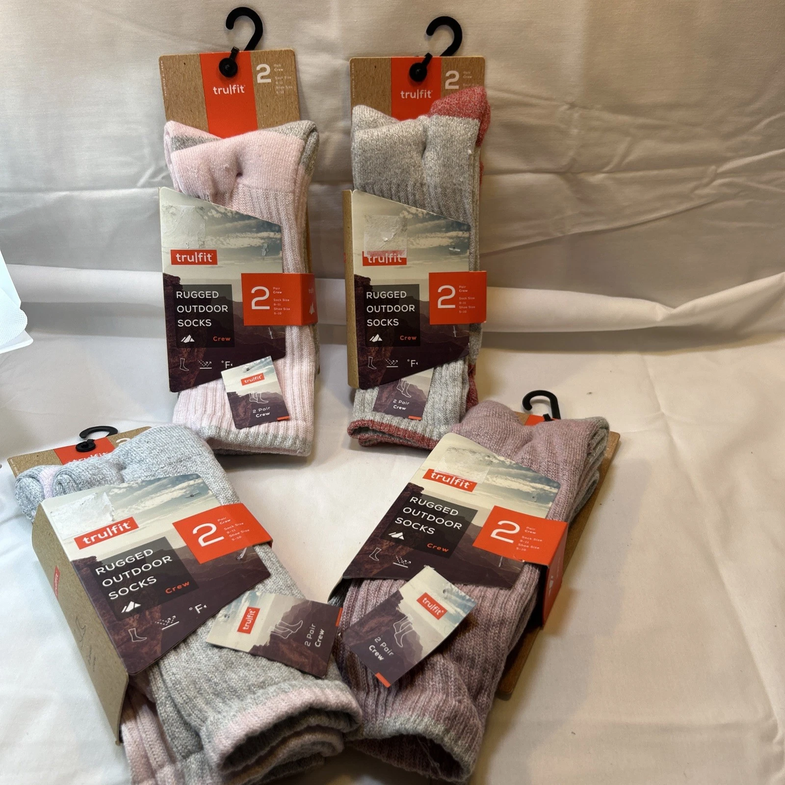 Trufit Rugged Outdoor Socks 2 pair Crew Size 9-11 Shoe Sz 5-10 Women's Hiking