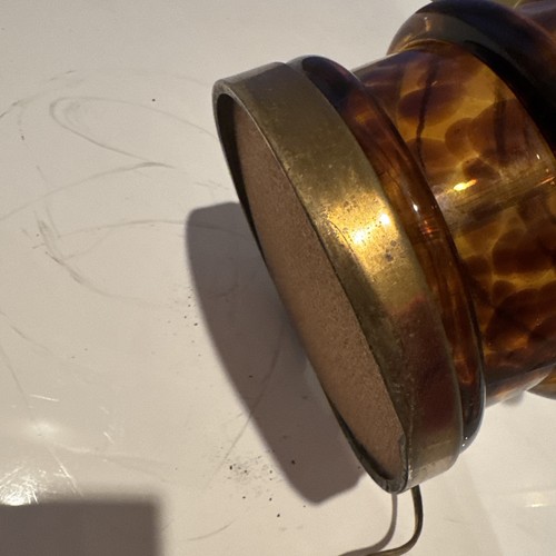 Vintage Paul Hanson Mid Century Modern Brown tortoise blown glass column lamp - Picture 6 of 17