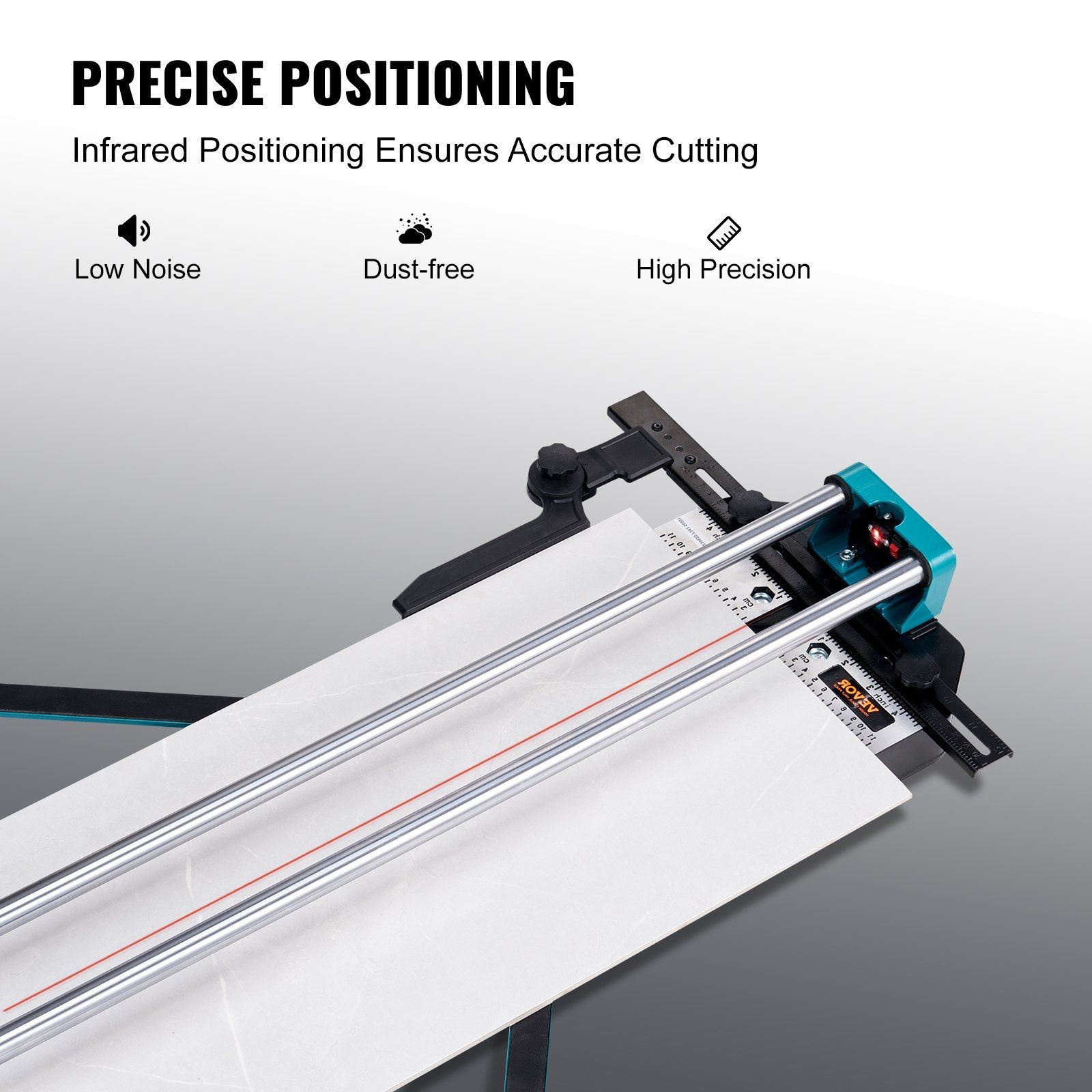 48in Double Rail Manual Tile Cutter with Tungsten Wheel & Infrared Guide