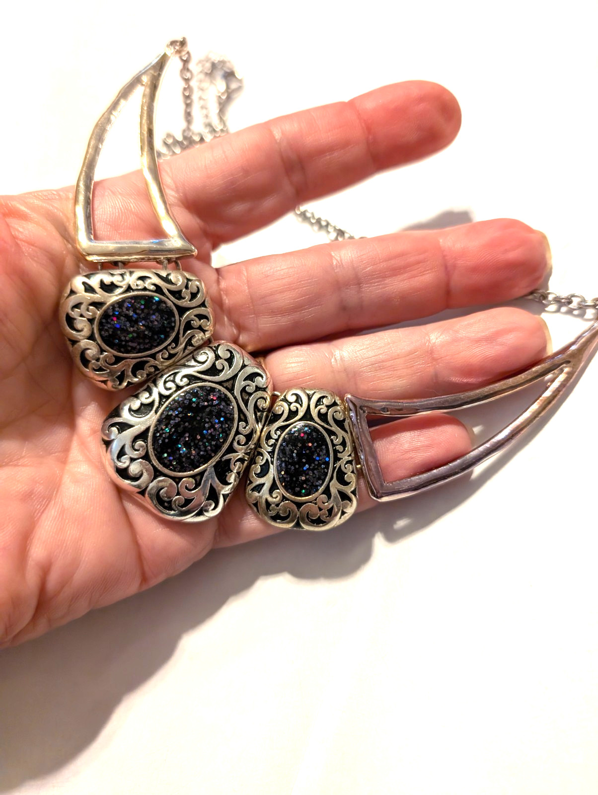 Purple Statement Necklace, Adjustable, Confetti E… - image 2