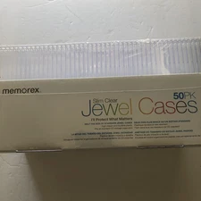 Memorex 5mm Slim CD/DVD Jewel Cases - Clear, Pack of 50 New Sealed Box