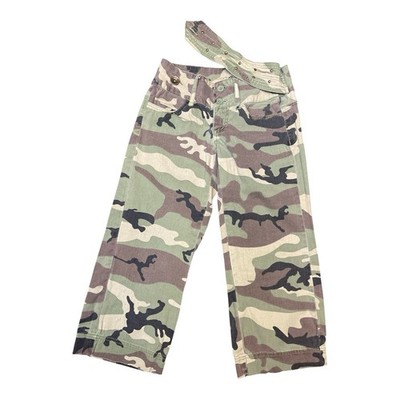 Boom Boom Jeans Camo Crop 5 Front Belted 4 Pockets Zip Y2K Stretch Studded NWOT