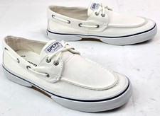 Sperry Halyard 2-Eye Boat Shoes Mens 9 White STS24402 Memory Foam New w Defect