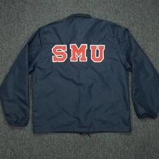 VINTAGE SMU Mustangs Jacket Mens Large Blue Birdie Richard Leslie Windbreaker