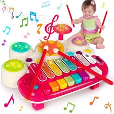 Musical Toys for Toddlers 3-in-1 Piano, Xylophone, Drum Set for Ages 1-3