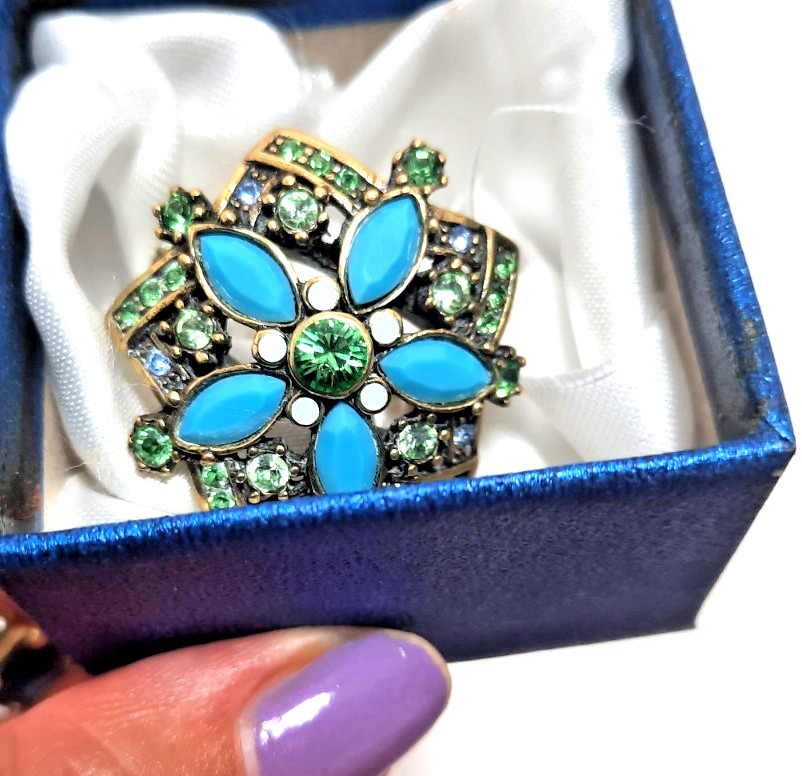 Heidi Daus Statement Cocktail Ring Turquoise Blue… - image 11