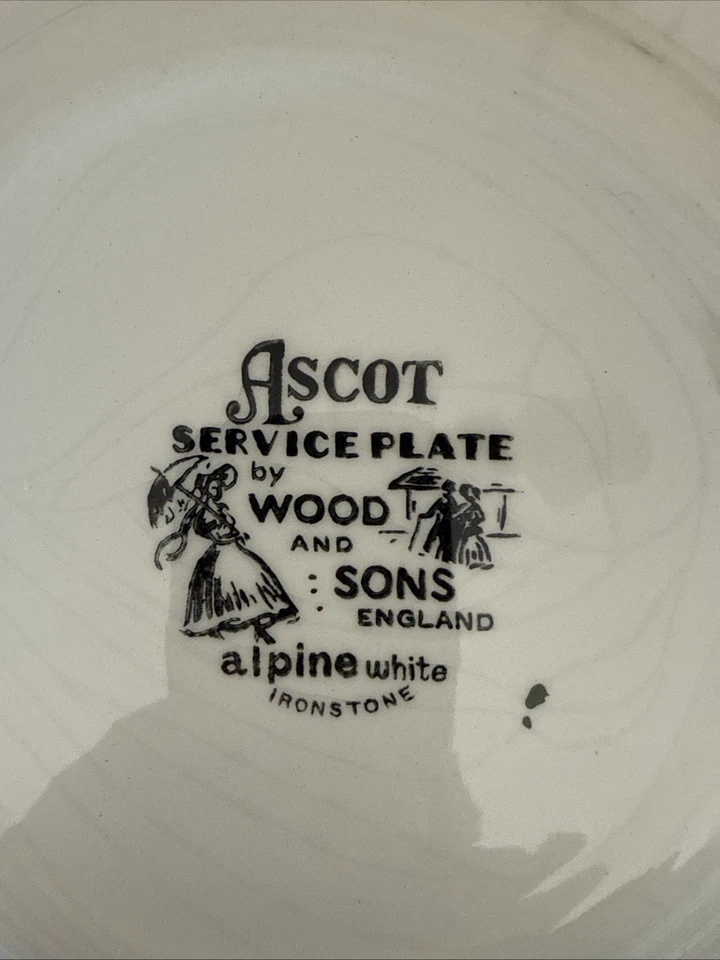 Vintage Ascot Service Plates by Wood and Sons, England, Complete Set Of 4 - Image 4 of 4