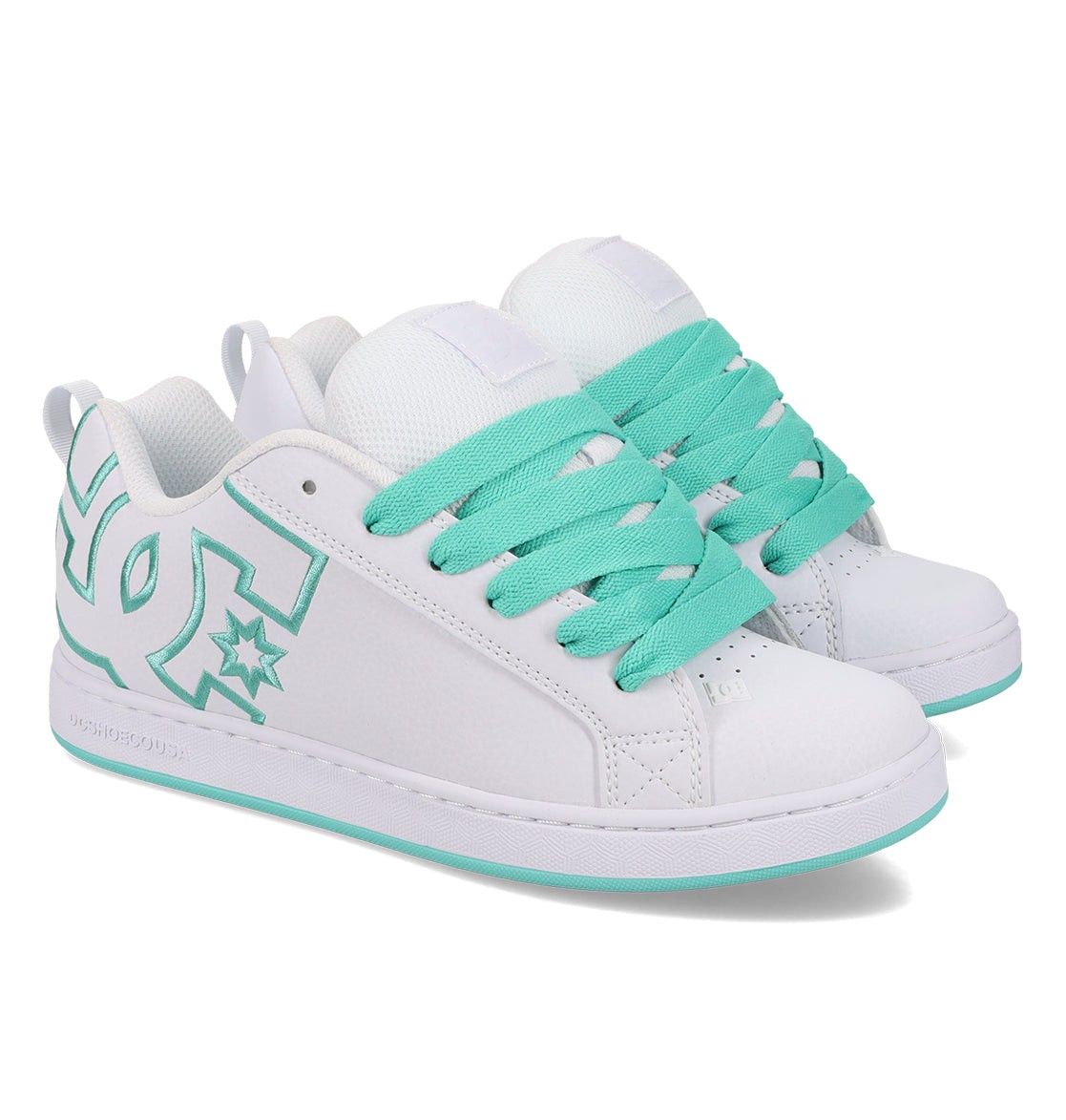 DC Shoes Women's Court Graffik Skate Shoe White/Aqua - DC01662110