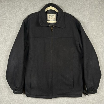 Aberdeen Collection Wool Coat Men's Size XL Black Bomber Jacket Full Zip Vintage