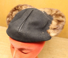 Vintage 1940's Brown Mink Fur Black Hat La Rose Hats Beautiful