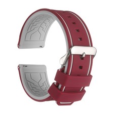 Silicone Watch Bands 24mm Soft Watch Bands with Silver Buckle, Fuchsia Grey