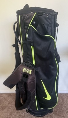 Nike Sport Lite Golf Carry Stand Bag 5 Way Dividers Black Yellow With Rain Cover