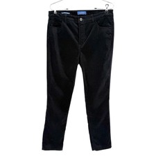 Talbots Velvet Pants Womens Size 10P Black Stretch High Rise Straight Leg Fit