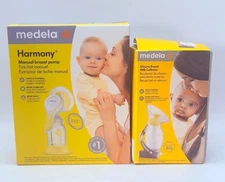 Lot (2): 1 Medela Harmony Manual Breast Pump + 1 Silicone Milk Collector **NEW**