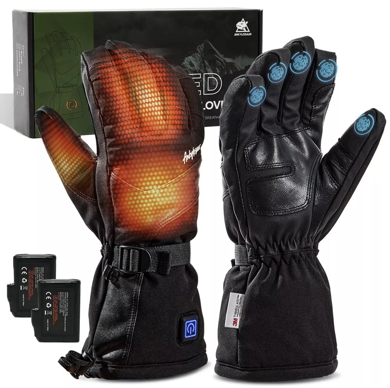 Ankylosaur Heated System Performance Gloves Unisex Waterproof Breathable Blk Med