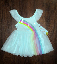 Cat  Jack Baby Sequin Rainbow Tulle Tutu Dress Girls Size 12M Aqua Mint Bottoms