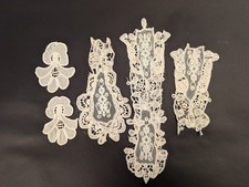 ANTIQUE APPLIQUE LACE FRAGMENT LOT FR DRESSMAKERS ESTATE